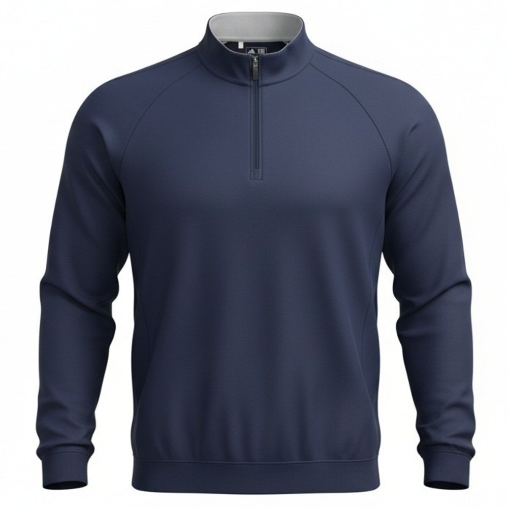 Adidas‎ Golf Mens L Large Climalite Quarter 1/4 Zip Pullover Navy Blue 3-Stripe